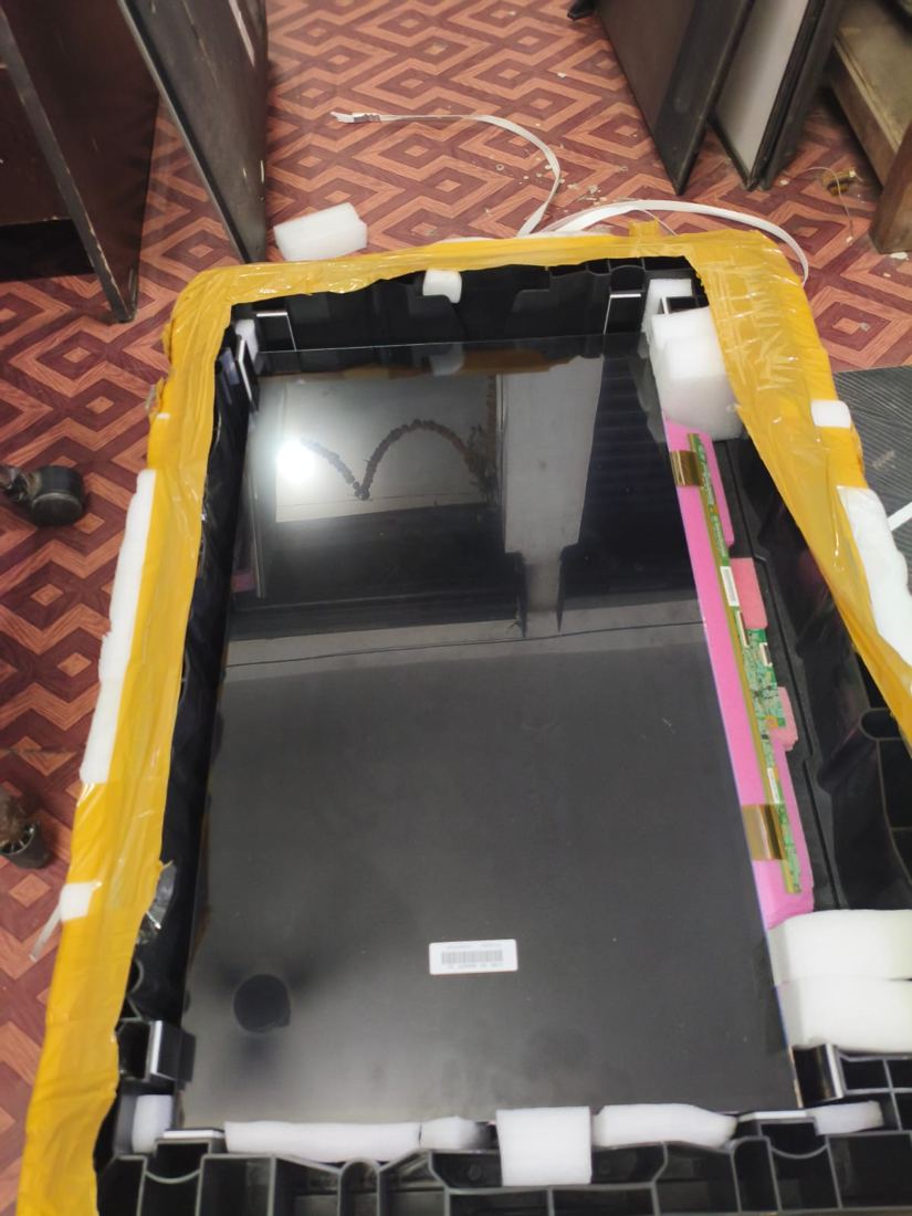 New TV display panel in its packaging